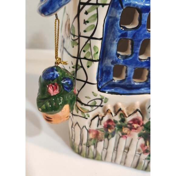 Blue Sky Heather Goldminc Tea light House Cottage Flower Blue Bird Candle Holder - Picture 4 of 16